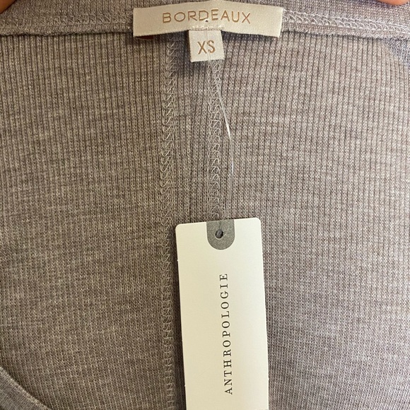 Anthropologie Bordeaux oversized ribbed tee - Picture 3 of 5